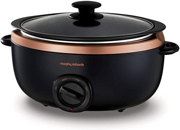 6.5L Sear and Stew Slow Cooker 461016 Black and Rose Gold