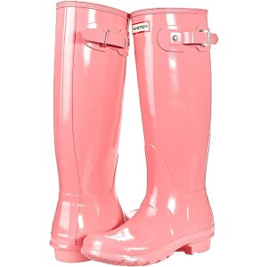 HunterOriginal Tall Gloss Rain Boots Pink Shiver 8 M