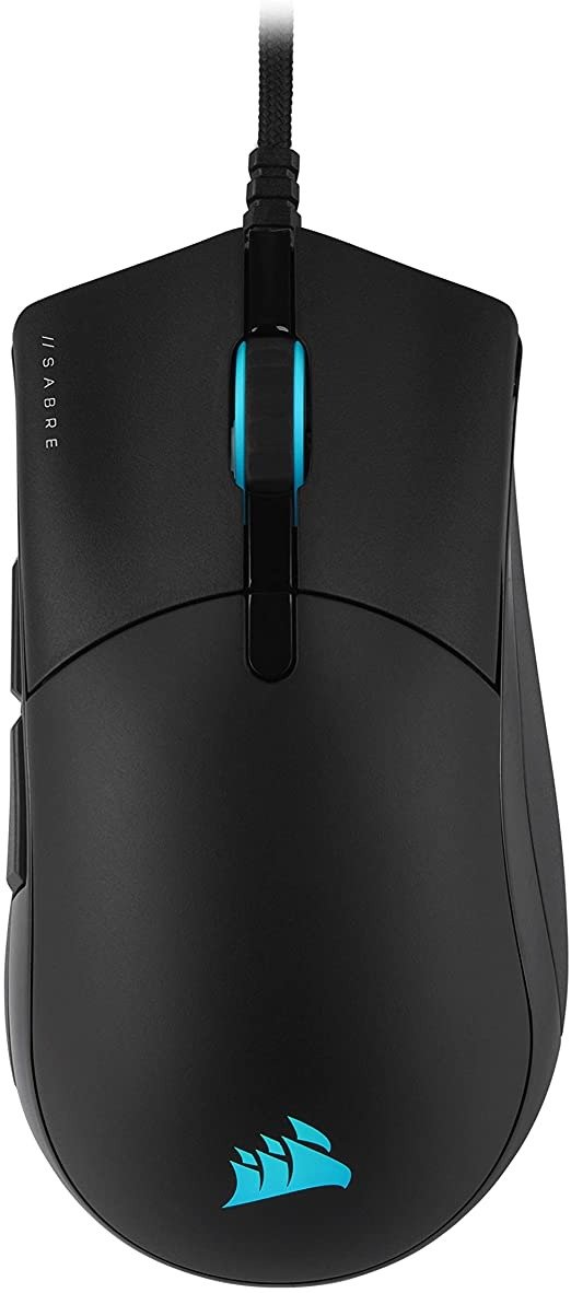 SABRE RGB PRO CHAMPION SERIES FPS/MOBA Gaming Mouse -Ergonomic Shape for Esports and Competitive Play -Ultra-Lightweight 74g -Flexible Paracord Cable -QUICKSTRIKE Buttons with Zero Gap