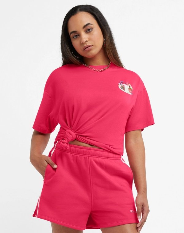 粉色oversized T恤