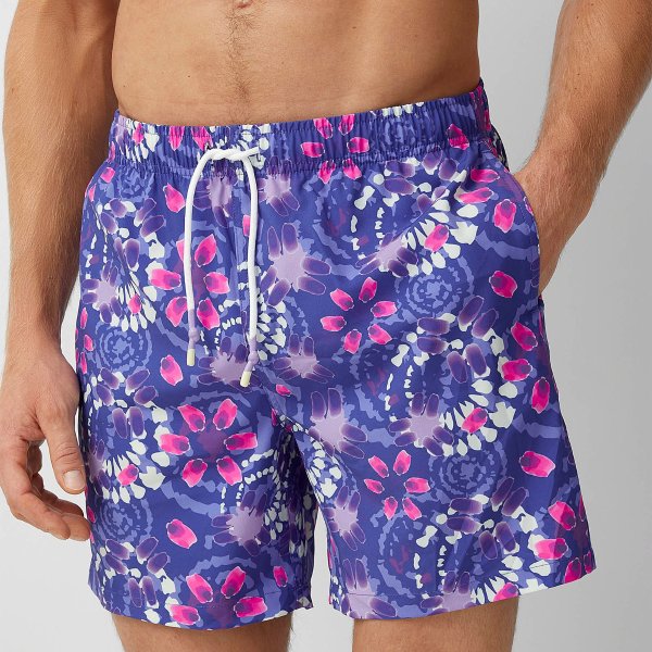 紫色印花泳裤