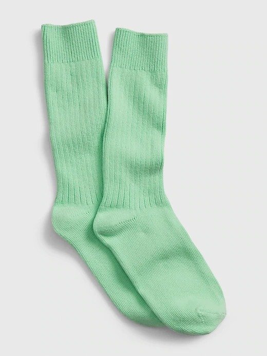 Ribbed 彩色纯色堆堆袜