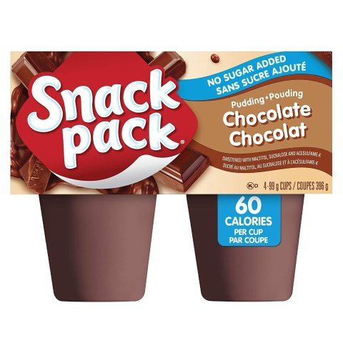 $1.9 买3共12个仅$5Snack Pack 香草/巧克力味布丁4个x99g 无糖分添加
