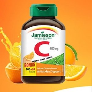 Jamieson 健美生 维生素C 500mg 咀嚼片120粒 柑橘口味
