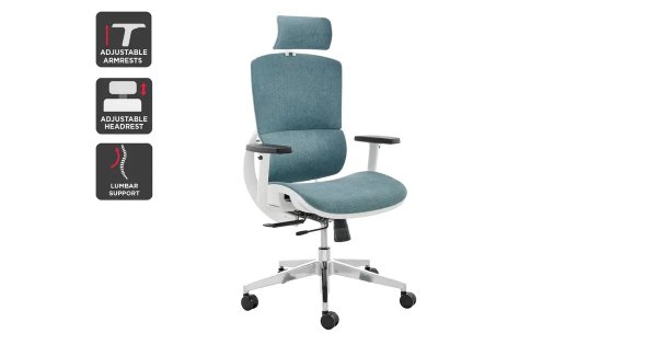 Emerson Office Chair (White Frame, Blue) | Chairs |