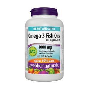 Webber Naturals 鱼油Omega-3胶囊 1000mg 健脑改善记忆力