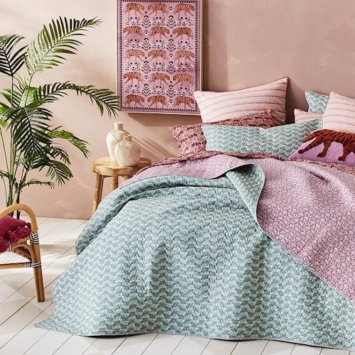 Mumbai Turquoise Quilted Coverlet