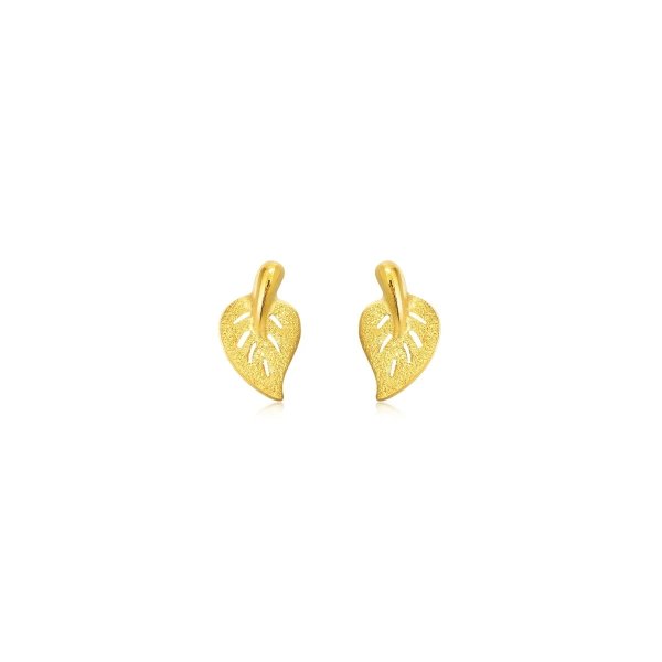 黄金树叶耳钉