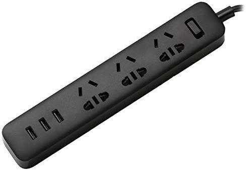 带USB端口的电源板国际旅行电源板（3插座3 USB（黑色））