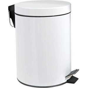 ih 脚踏式垃圾桶3L容量 6.5x9.5“白色圆形浴室垃圾桶
