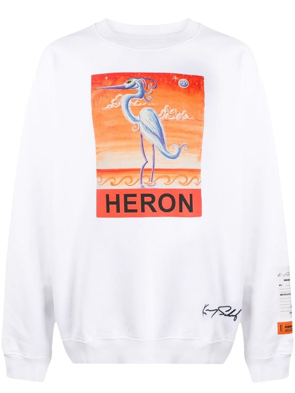 heron print oversized 卫衣