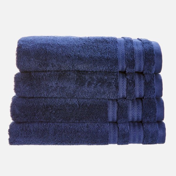 超柔软100％棉 4件式 毛巾套装-蓝