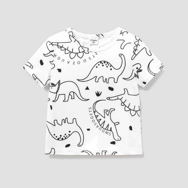 幼儿男孩动物恐龙印花短袖 T 恤