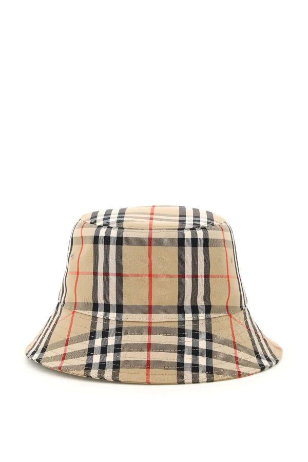 vintage check 渔夫帽