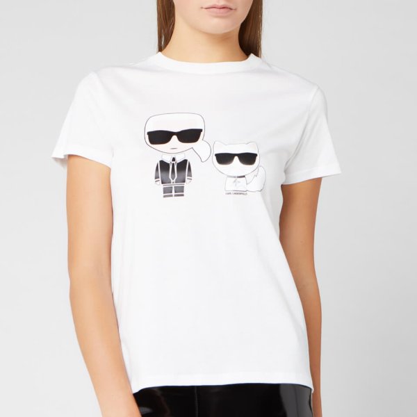 Women's Ikonik Karl and Choupette T-Shirt - White