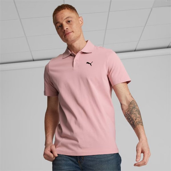 Essential 男款粉色短袖polo衫