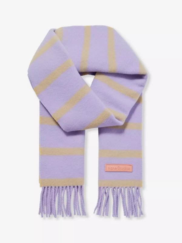 紫罗兰色条纹羊毛围巾