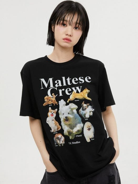 Maltese 黑色狗狗T恤
