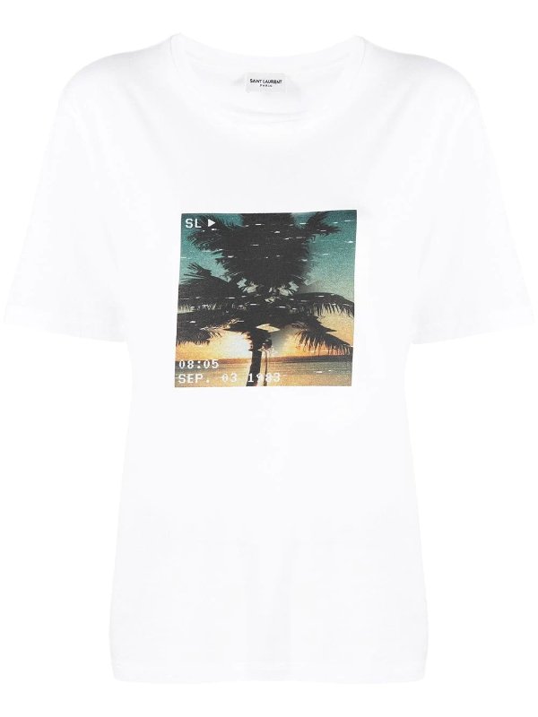palm tree-print T恤