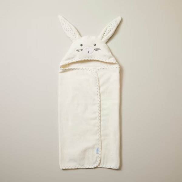 兔子造型连帽毛巾 白色