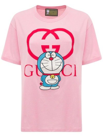 哆啦A梦粉色logoT恤