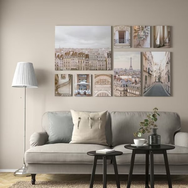 GRONBY Picture, set of 9, city tour, 179x112 cm (70 ½x44