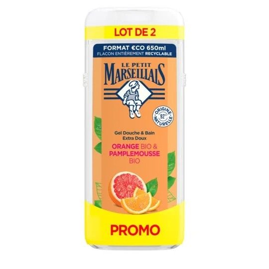  LE PETIT MARSEILLAIS有机橙子和葡萄柚沐浴露2瓶