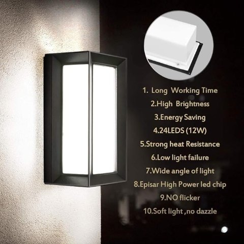 Lightess 户外LED壁灯(冷白光)、黑色哑光超耐看 具备防水性能