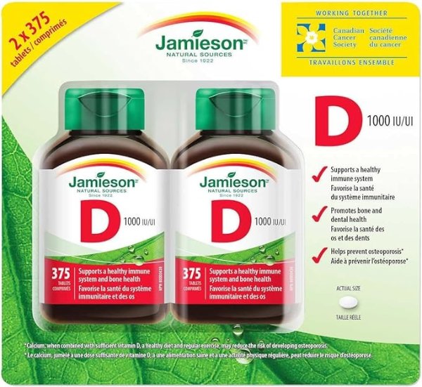 Jamieson Vitamin D3 1000IU 2瓶装 共750粒