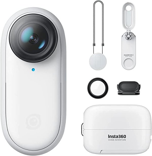 GO 2 – 小型运动相机，重 26.5 克，防水，稳定，POV 捕捉，1/2.3" 传感器，带充电盒和可穿戴相机配件，适用于旅行、运动、Vlog CING2XX/A