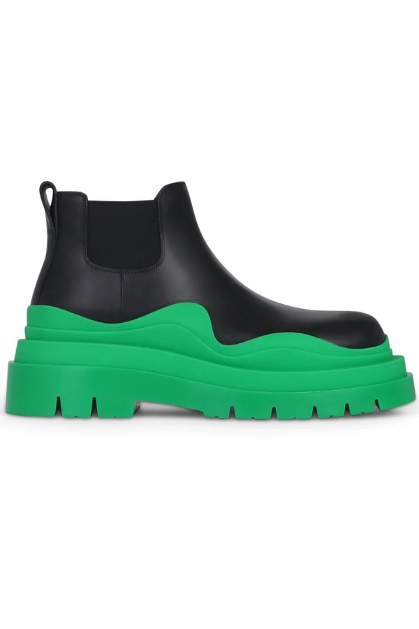 TIRE ANKLE BOOTS BLACK/GRASS