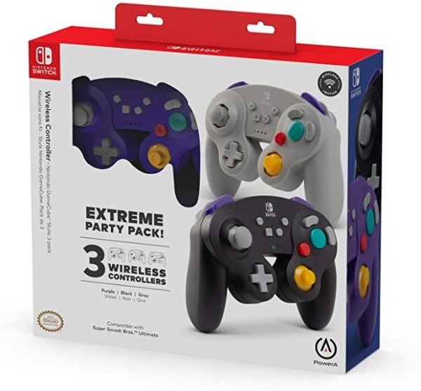 PowerA Extreme Party Pack! Wireless Controller for Nintendo Switch - GameCube Style: 3 Pack - Nintendo Switch