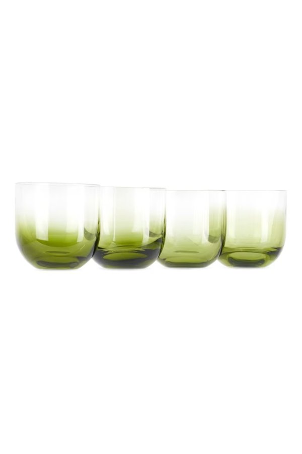 绿底玻璃杯, 4 pcs