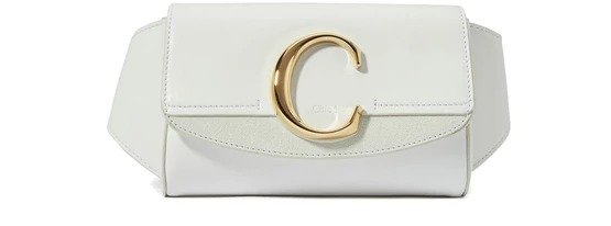白色C logo腰包
