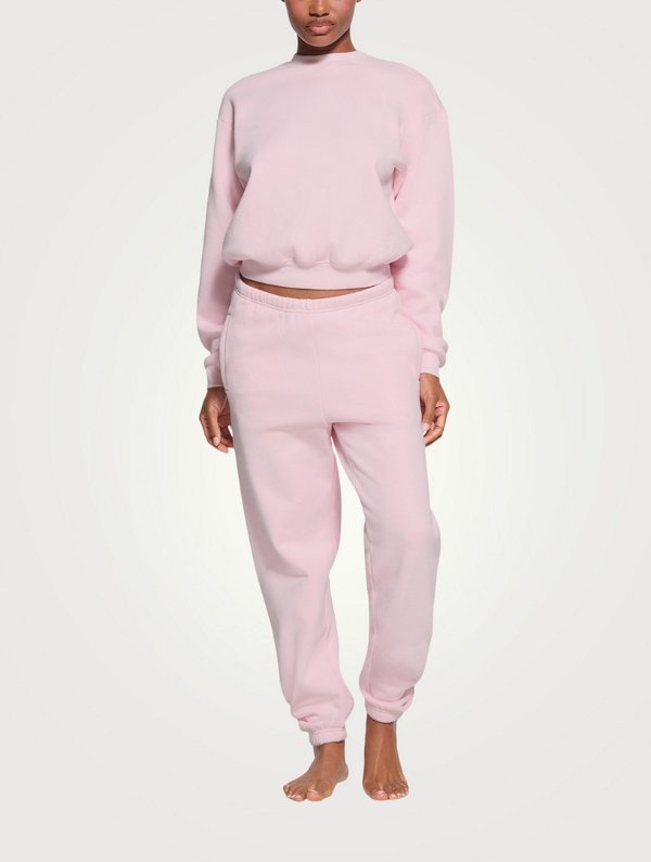 粉色 纯棉羊毛经典运动衫