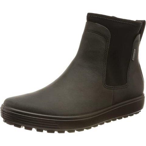 ECCO黑色拼接短靴