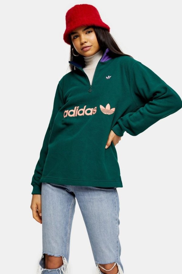 Adidas Logo拉链摇粒绒外套