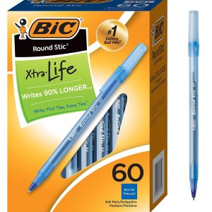 白菜价：BIC 蓝色圆珠笔60支 笔尖1毫米 一次性囤够一学期