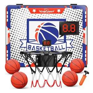 💥史低价💥：EagleStone 电子计分 室内篮球框套装 小体积篮球适合孩子