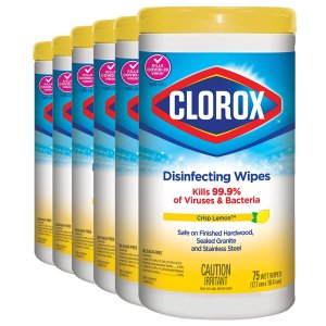 Clorox 消毒湿巾 6盒x75张 杀菌99.99% 家中常备