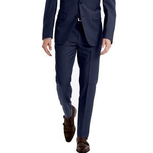 Calvin Klein 男士修身西裤热卖 100%羊毛 深蓝色