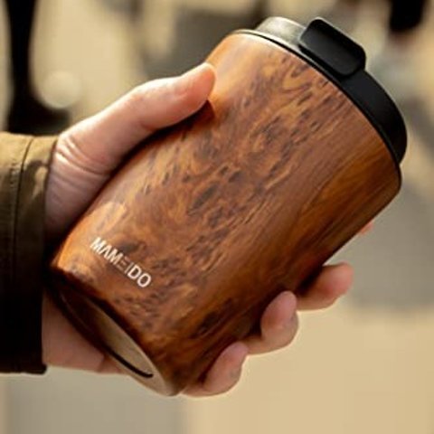复古木纹保温咖啡杯