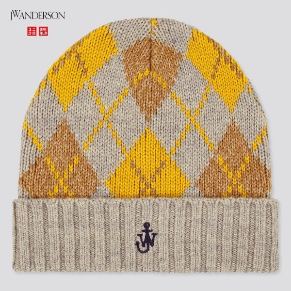 X JW ANDERSON 黄色菱格毛线帽