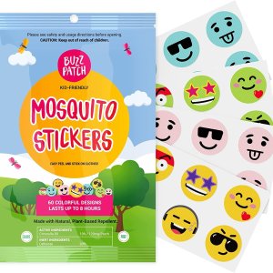 BuzzPatch 儿童卡通驱蚊贴60片 香茅精油贴片 全天然植物成分