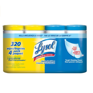 史低价：Lysol 消毒湿巾 4罐装 320张