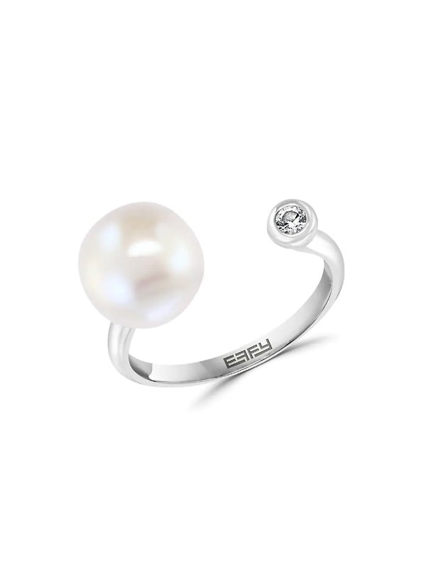 7mm珍珠纯银开口戒指
