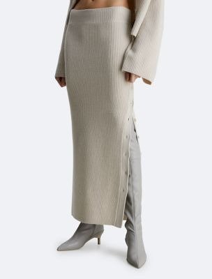 罗纹羊毛超长半身裙