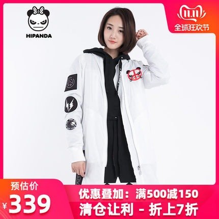 HIPANDA 女款 长款贴标军事反战棉服