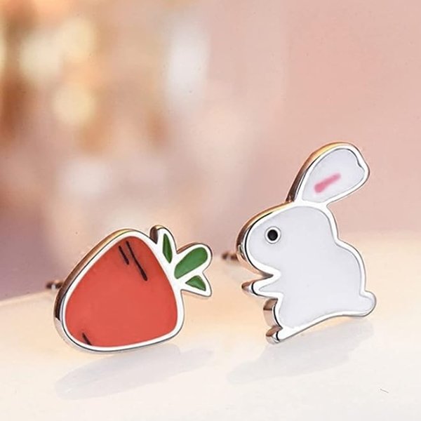 兔兔+红萝卜耳钉