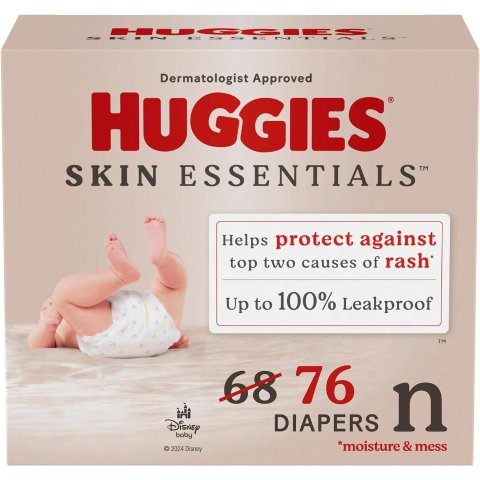 小包$19 大包$47.99 透气不红PP🌸Amazon春季大促：Huggies Skin Essentials 好奇敏感肌纸尿布 替代黑好奇的新品！